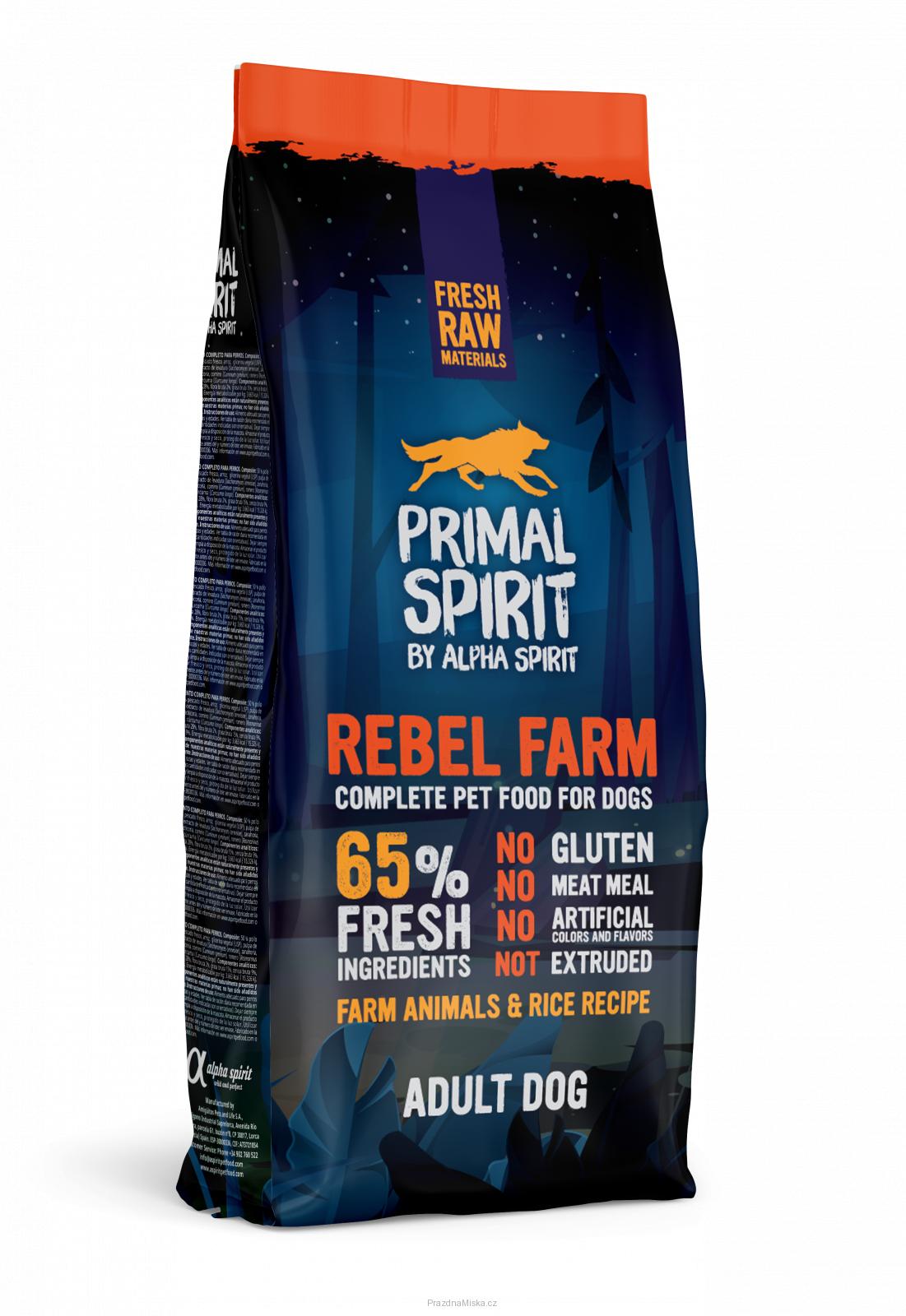 Primal Spirit Dog 65% Rebel Farm 12 kg