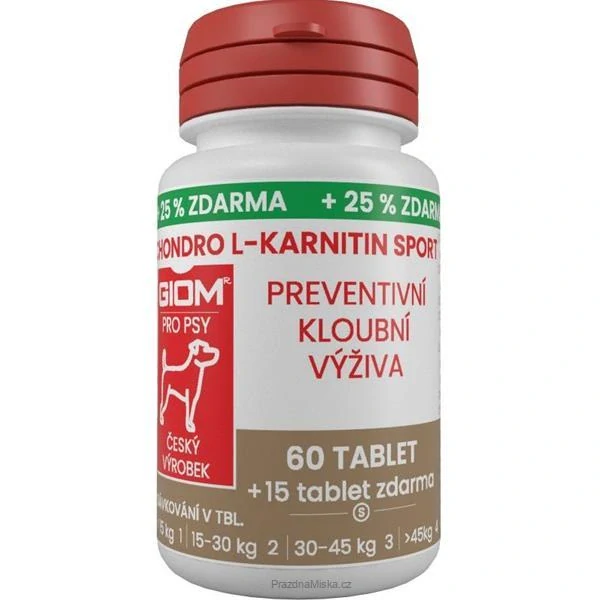 Giom S Chondro L-karnitin SPORT pes 60 tbl +25 % zdarma