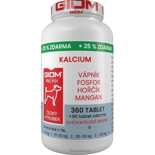 Giom S Kalcium pes, kočka 360 tbl + 25 % zdarma