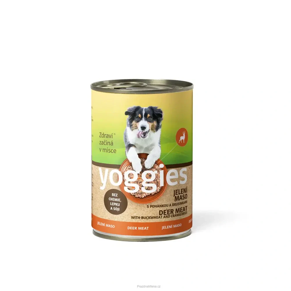 400 g Yoggies Jelení konzerva s pohankou a brusinkami