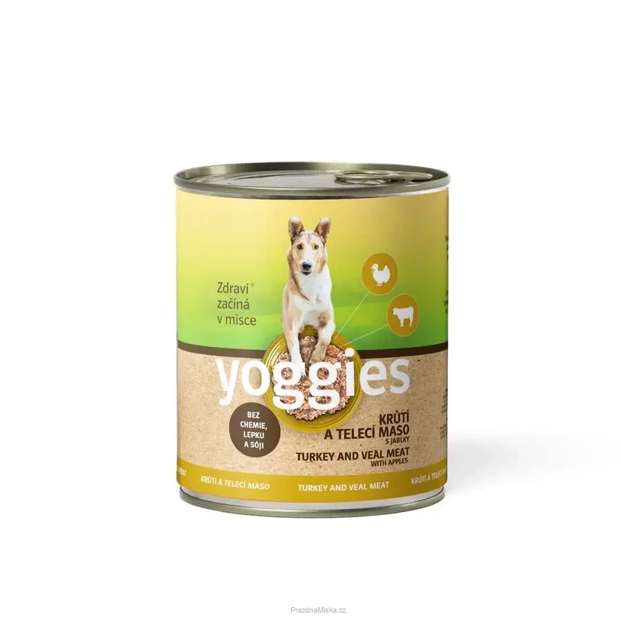 800 g Yoggies konzerva Krůtí a Telecí maso s jablky