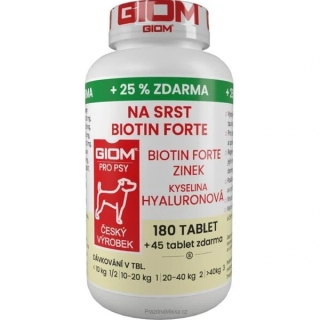 Giom S Na srst Biotin FORTE pes, kočka 180 tbl + 25 % zdarma číslo zboží ZB024115