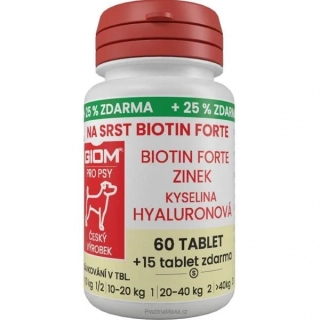 Giom S Na srst Biotin FORTE pes, kočka 60 tbl + 25 % zdarma